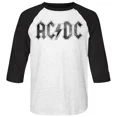 thumbnail image 2 of AC/DC Distressed Logo White/Black Adult Raglan Baseball T-Shirt, 2 of 2