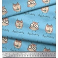 thumbnail image 3 of Soimoi Blue Rayon Fabric Owl Bird Fabric Prints By Yard 56 Inch Wide, 3 of 3