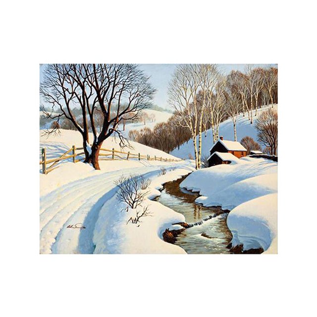 Kits de pintura de diamantes 5D DIY para adultos, pintura de cuatro estaciones de diamantes de imitación completa, decoración de la pared del hogar de la sala de estar, invierno seitruly HA5461-04B