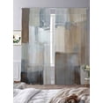 thumbnail image 3 of Blue Grey Art Sheer Curtains 96 Inch Length 2 Panels Set, Vintage Painting Abstract Retro Art Voile Window Treatment Semi Sheer Long Curtains Drapes for Bedroom/Living Room/Kitchen 52"x96"x2, 3 of 7