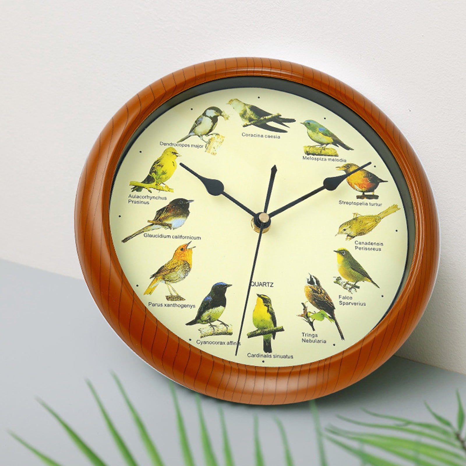 Bird Clock 10'' Round Bird Clock That Sings on Hour, Sound with 12 Pattern Wall for Christmas Home Office Christmas Decor (Without Battery)