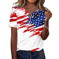 thumbnail image 2 of Women's 250th Anniversary USA Shirt V-Neck Button Patriotic Star Print Short Sleeve T-Shirts Independence Day Top, 2 of 5