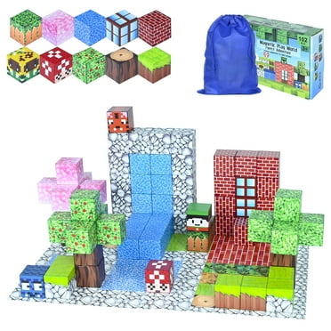 Magnetic Blocks Build Magnet Mine Magic Portal Set, 1" Magnetic Tiles, STEM Montessori Construction Toys for 3  Years, 102 Pieces