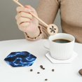 thumbnail image 6 of Kll Hexagon Drink Coasters Set Of 4,Pu Leather Absorbent Coasters Set Decorative Coffee Cup Coasters Housewarming Gift For Home Decor-Blue Lightning, 6 of 9