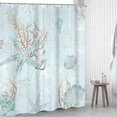 thumbnail image 2 of Starfish and Seashell Shower Curtain 72Wx72H Inch Rustic Wooden Teal Nautical Ocean Beach Vintage Coral Coastal Anchor Marine with 12 Plastic Hooks Fabric Waterproof Toilet Accessories Decor, 2 of 5