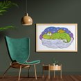 thumbnail image 2 of Dragon Wall Art with Frame, Nighttime Sleep on a Fluffy Cloud, Printed Fabric Poster for Bathroom Living Room, 35" x 23", White Multicolor, by Ambesonne, 2 of 2