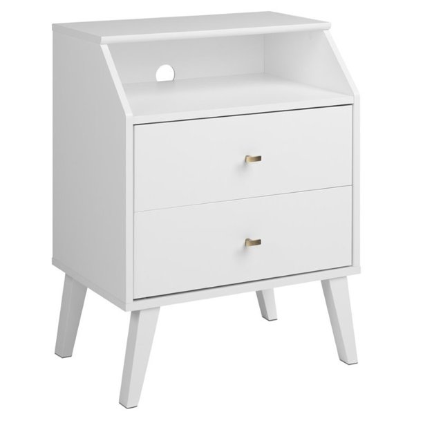 Prepac Milo Mid Century Modern 2 Drawer Nightstand With Angled Top White Walmart Com Walmart Com