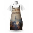 thumbnail image 3 of Saying Apron, Not All Who Wanders are Lost Message on Mountains Background Landscape Photography, Unisex Kitchen Bib with Adjustable Neck for Cooking Gardening, Adult Size, Multicolor, by Ambesonne, 3 of 4
