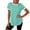 Green, variant on Women's Color Block Short Sleeve T-Shirt Casual Round Neck Tee with Curved Hem Comfortable Everyday Top