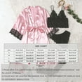 thumbnail image 2 of Women's 4pcs Sleepwear Satin Floral Lace Trim Cami Pajama Set with Robe, 2 of 6