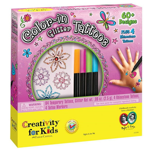 Creativity for Kids Color-in Glitter Tattoos - 60+ Temporary Tattoo Designs  