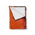 thumbnail image 2 of Spider Web Soft Flannel Fleece Throw Blanket, 3 Halloween Pumpkins Abstract Black Web Pattern Trick or Treat, Cozy Plush for Indoor and Outdoor Use, 50" x 70", Orange Marigold Black, by Ambesonne, 2 of 5