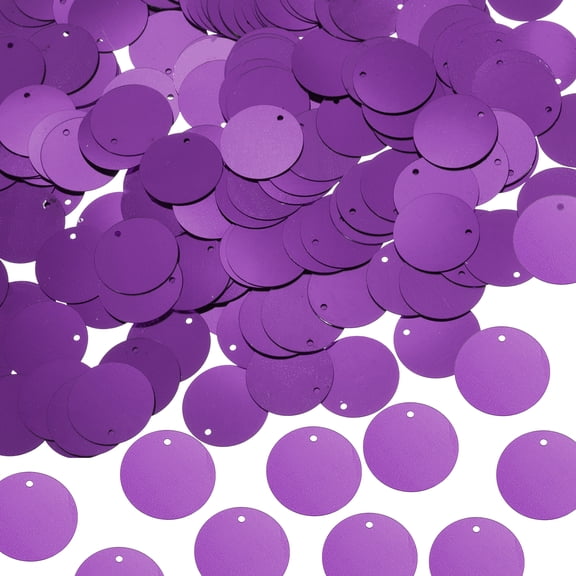 Uxcell 100 Pcs Flat Round Sequins 25mm/1 Inch Loose Paillettes Craft Sewing Sequins with Single Side Hole for DIY Embroidery Clothing Jewelry Making, Dark Purple