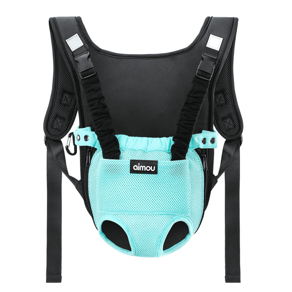 Aimou Pet Front Carrier Backpack Hands-Free Legs Out Adjustable Mesh Waterproof Carrier Bag Traveling Hiking Camping for Small Medium Dogs Cats Puppies, Blue S