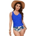 thumbnail image 6 of BOBOGOJP RELELCIGA Women’s Tankini Top V Neck Ruched Tummy Control Bathing Suit Top XL for Size Blue, 6 of 8