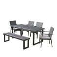 thumbnail image 7 of Noble House Lily Outdoor 6 Piece Acacia Wood Dining Set with Bench, Sandblast Dark Grey, Gray, 7 of 7