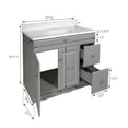 thumbnail image 6 of Wyndham Wood Bathroom Vanity in Gray with White Marble Top Fully Assembled 37", 6 of 10