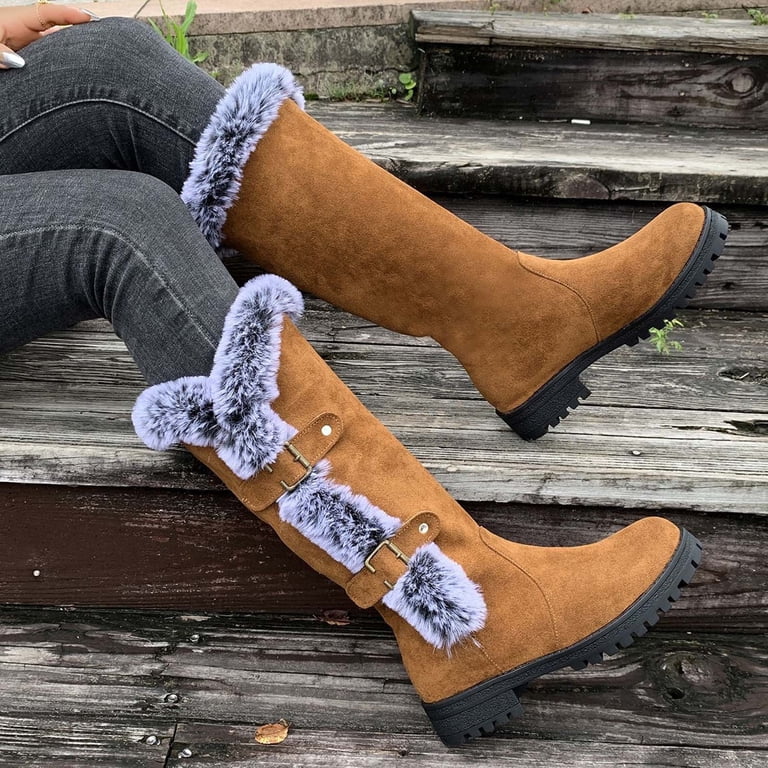 Brown Ladies Everyday Warm Boots With Round Toe Low Heel And  display picture 1