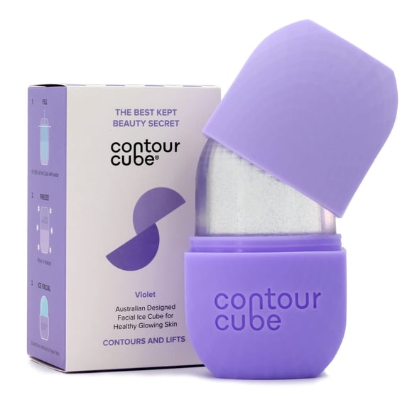 Minimasajeador facial Ice Roller Contour Cube, color violeta