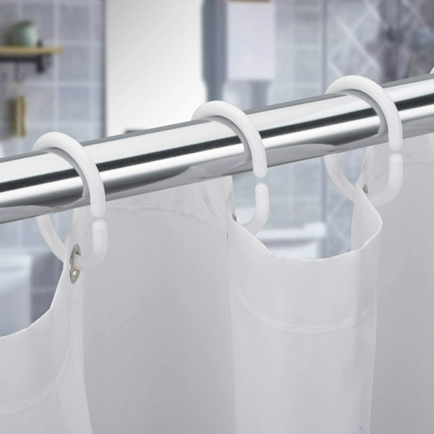 Fanshow White Shower Curtain Hooks Rings, 24 Pcs Plastic Shower Curtain Rings, Plastic Shower Curtain Hooks For Bathroom Shower Rod, White Shower Hook