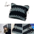 thumbnail image 2 of COMEET Knit Hat, Devil Knitted Hat for Adult Windproof Foldable Winter Hat Handmade Cat Ear Shape Keep Warm Cycling Hat, 2 of 20