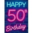 thumbnail image 4 of Neon Style Happy 50th Birthday Banner Background Party Decoration Backdrop Photography Props Birthday Party Supplies, 4 of 8
