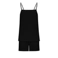 thumbnail image 7 of Htigea Women's Linen Two Piece Sets Breathable Adjustable Straps Camisole Sleeveless Tops and Shorts Casual Comfy Beach Travel Outfits Black M, 7 of 7