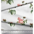 thumbnail image 3 of Soimoi White Cotton Poplin Fabric Leaves & Rose Floral Decor Fabric Printed Yard 56 Inch Wide, 3 of 3