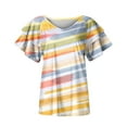 thumbnail image 5 of Hauts d'Été Grande Taille pour Femmes, T-Shirt à Col en V, Manches Courtes Imprimées Décontractées, T-Shirt à Manches à Volants Double Couche, T-Shirt à Col en V pour Femmes en Liquidation, 5 of 5