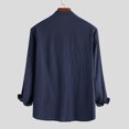 thumbnail image 4 of JTieacloth Free Button Down Shirt Male Stand Collar Casual Solid Long Sleeve Shirt Button Shirt Blue, 4 of 5