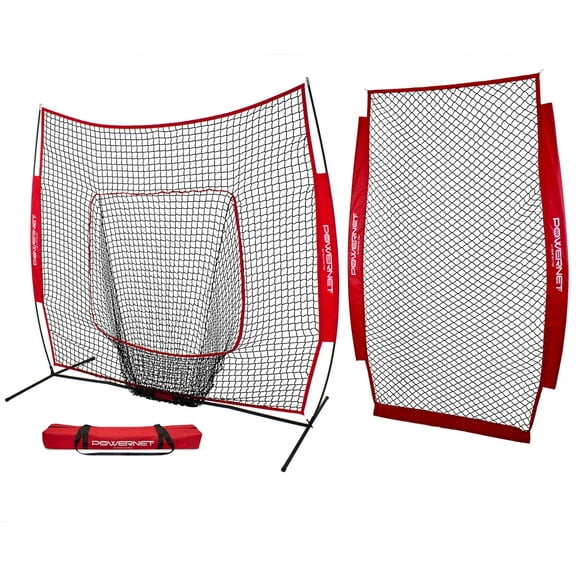PowerNet Baseball Softball Practice Net 7x7 Bundle   I-Screen (1 Frame   2 Nets), Baseball Net for Hitting, Pitching Drills, Training Gear Equipment, Pitcher Barrier from Line Drives Grounders