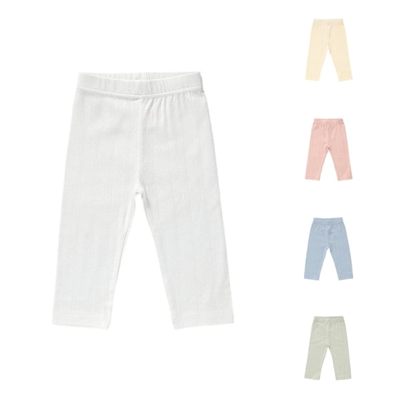 ZXLBBD Boys Ribbed Straight Leg Long Pants Elastic Waist Solid Color Baby Leggings Toddler Kids Soft Blend Bottoms Versatile Casual Daily Wear,White,Size 18 M-24 M