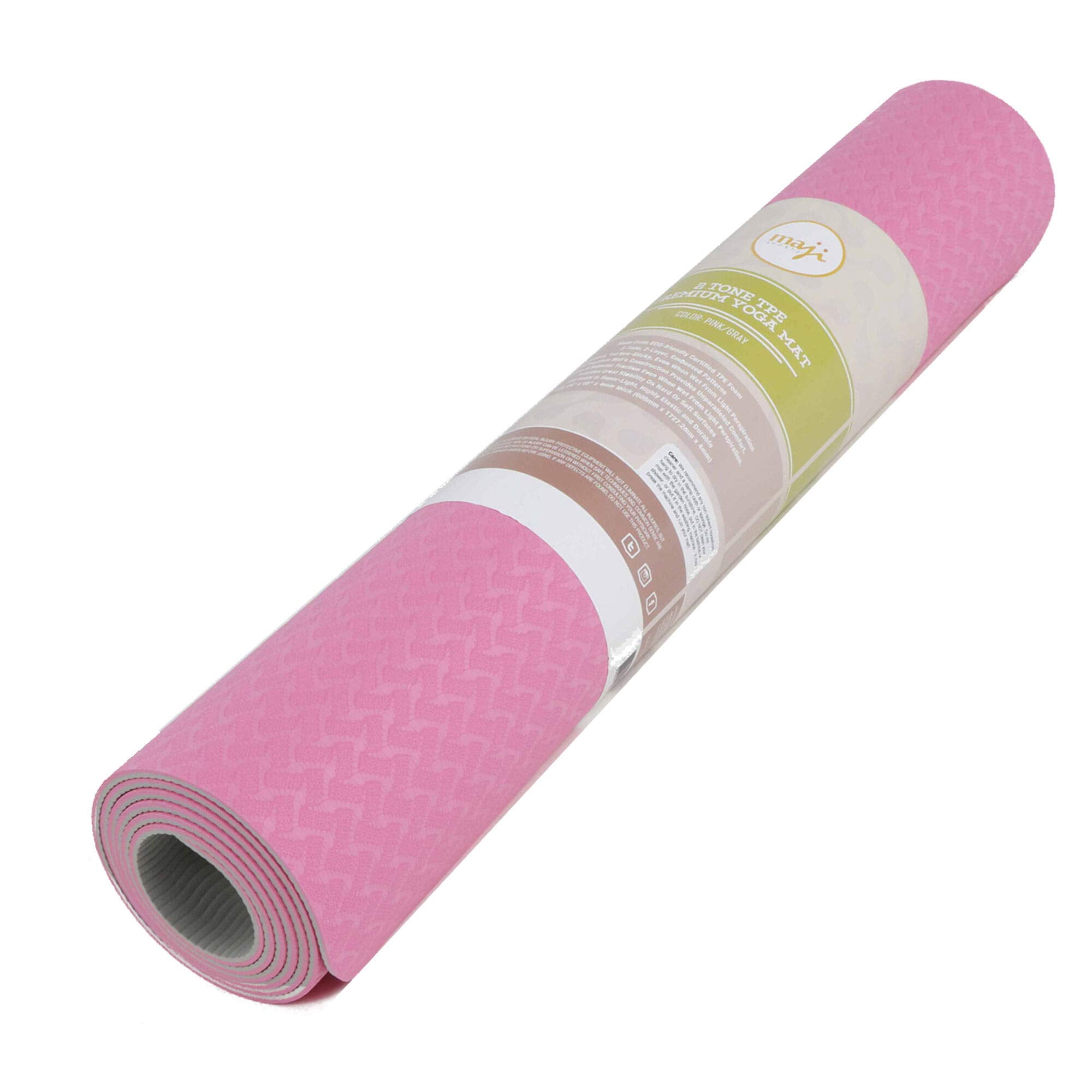 Maji Sports 2-Tone TPE Premium Yoga Mat - Pink/Gray
