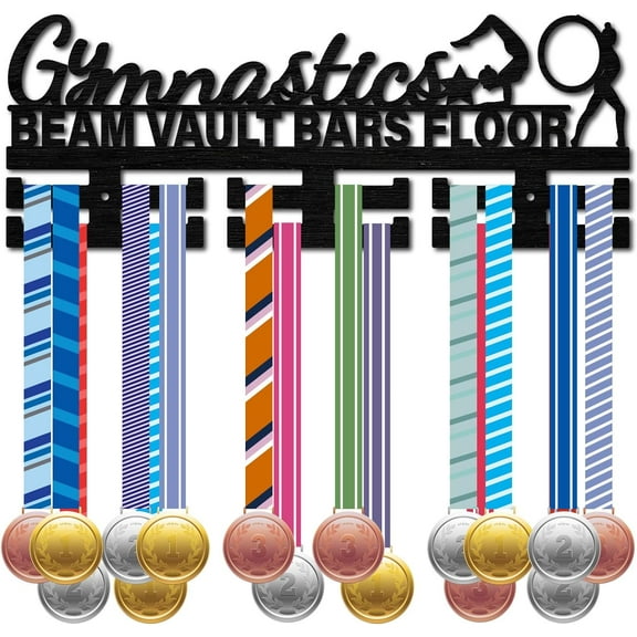 1Set Gymnastics Medal Holder Sports Medal Hanger Display Wooden Rack Wall Mounted Frame 30  Gymnastic Race Competition Medal Winner Gift for Friends Men Women Birthday Christmas 15.7x5.9inch