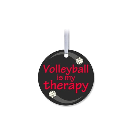 1 Pack - Volleyball Therapy Fanatic Aluminum Christmas Ornament - 3 Inch Round