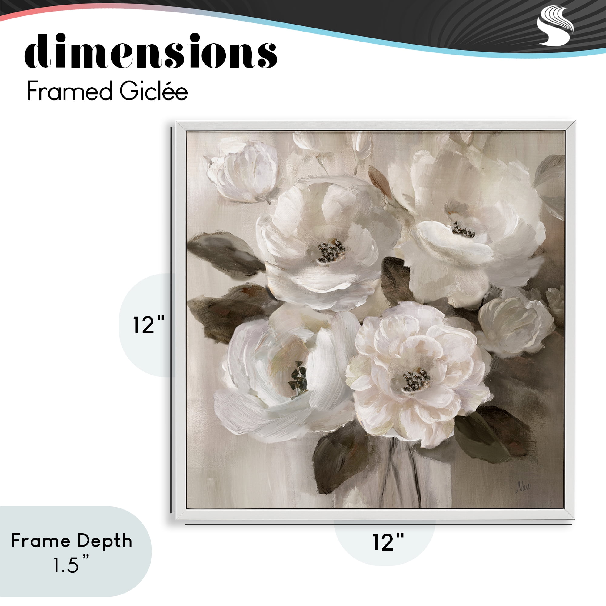 Stupell Industries Ivory Flower Bushel White Framed Giclee Art, design by Nan