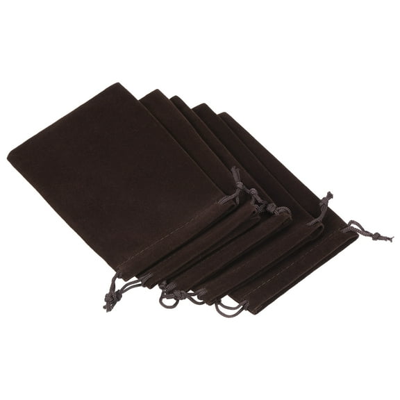Unique Bargains Microfiber Pouch Soft Storage Drawstring Gift Bags Brown 10x14