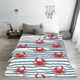 thumbnail image 5 of Rateoe Cute Red Crabs With Nautical Print Fuzzy Fleece Throw Blanket Extra Large,Super Soft,Fluffy and Warm Blankets for Couch,Bed,All Season Use (50"x40"), 5 of 8