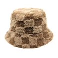 thumbnail image 1 of Sombreros de cubo esponjosos de piel sintética de leopardo de vaca para mujer, sombrero de sol cálido para exteriores, gorra de pescador peluda de terciopelo suave, moda de Panamá para niña, Invierno, 1 of 5