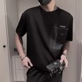 thumbnail image 3 of Camiseta blanca de gran tamaño con cuello redondo para hombre, camisetas empalmadas para hombre, camisetas Harajuku originales y populares, venta al por mayor, ropa coreana elegante Kpop, 3 of 5