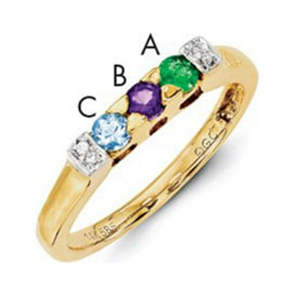 14K Yellow Gold Ring Band Mother's & Family Semi Mount Diamond center Stone Mounting 4 mm