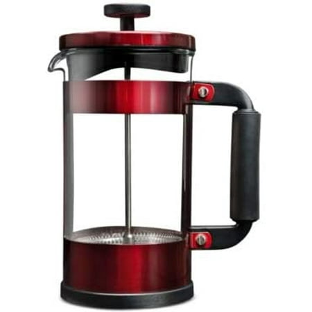 Primula Melrose Borosilicate Glass Coffee Press, 8 Cups, Red