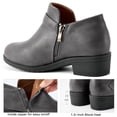 thumbnail image 4 of Ecetana Women's Chunky Low Heel Ankle Boots Round Toe Leather Western Short Booties with Side Zipper, 4 of 7