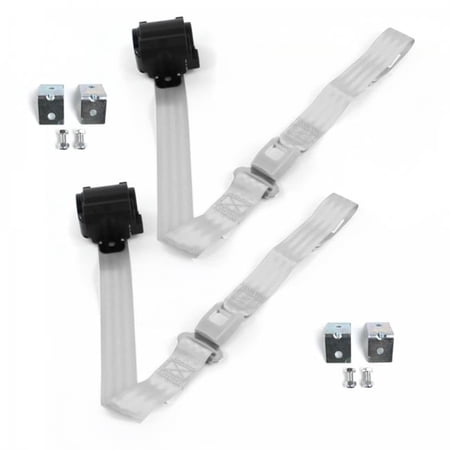 SafeTBoy Standard 2 Point Gray & Grey Retractable Bucket Seat Belt Kit with Bracketry for Ford Truck 1961-1966 - 2 Belts