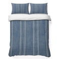 thumbnail image 2 of 3 Pieces King Quilt Set,Denim Blue and White Striped Soft Bedding Sets with 1 Quilt & 2 Pillow Shams,Modern Minimalist Lines Summer Bedspread Lightweight Coverlet Comforter for All Season, 2 of 9