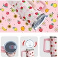 thumbnail image 5 of 40oz Strawberry Tumbler with Handle & Straw - Pastel Plaid Double Wall Vacuum Insulated Stainless Steel Cup - Cute Fruit Lover Birthday Gift for Women, Girls (1 Cup), 5 of 6