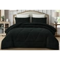 thumbnail image 2 of Chezmoi Collection Rory Black Comforter Set Full Size 3-Piece Fluffy Soft Lightweight Bedding Triangle Quilted Stone-Washed Microfiber Comforter Set for All Season, 2 of 9