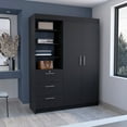 thumbnail image 2 of CoSoTower 3 Drawers Armoire, Double Door, 3-Tier Shelf -Black, 2 of 5