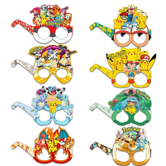 16 pcs Pikachu Birthday Glasses, Happy Birthday glasses, Novelty Funny Photo Booth Props for Party, glasses for Kids Adults Party Favors