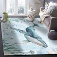 thumbnail image 5 of Area Rugs Indoor Non-Slip Rectangle Rug 5x8 Ft Teal Whale Rug Rubber Backing Floor Mats Non Shedding Home Decor Carpet for Entryway Living Room, 5 of 8